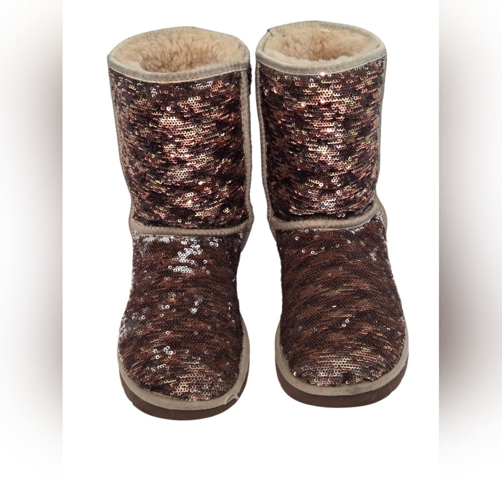 UGG Gold Sequin Classic Short Boots - Picture 2 of 16
